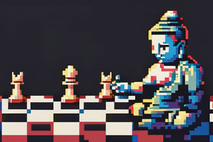 buda play chess,pixel style