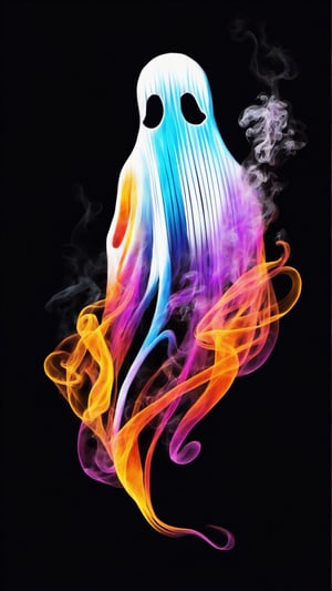 Vibrant ghost made with smoke and a black dark back ground wallpaper 