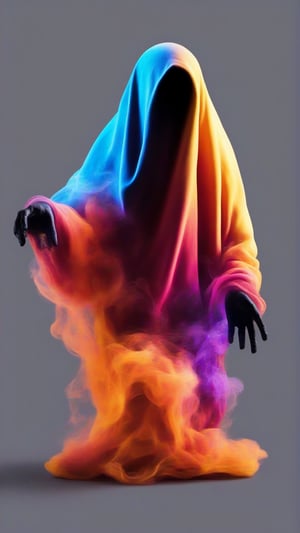 Vibrant ghost made with smoke - (black background), vibrant, colorful 