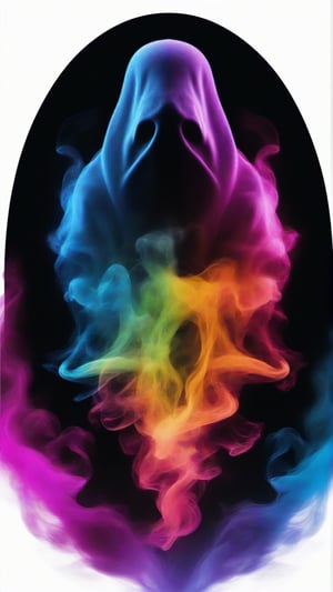 Vibrant ghost made with smoke - (black background), vibrant, colorful 