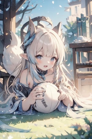 Create a delightful series of artworks featuring an elf girl, a fox girl, and their friends playing football in an enchanted meadow. Craft each scene with meticulous attention to detail, ensuring high-resolution visuals ranging from 4k to 8k for an immersive experience. Aim for a masterpiece quality (aspect ratio: 1.2) that beautifully captures the unique essence of the characters and the joyous camaraderie during their magical football matches.

Visualize the elf girl as an enthusiastic football player, showcasing her agility and skill on the field. Introduce a fox girl as her equally spirited teammate, bringing a playful and agile dynamic to the matches. Their friends, diverse in appearance and magical abilities, form inclusive teams for friendly competition.

Capture the excitement of the football matches in the enchanted meadow, where the ball shimmers with magical energy as it moves across the field. Illustrate dynamic scenes of the elf and fox girls engaging in skillful plays, showcasing their teamwork and camaraderie.

Detail the magical setting, enhancing the meadow with vibrant colors, enchanted flowers, and ancient trees that respond to the energy of the game. Post-match scenes can depict the characters sharing laughter, resting beneath the shade, and enjoying the magical atmosphere created by their shared adventures.

Ensure each piece in the series tells a heartwarming story, celebrating the unity in diversity as the elf girl, fox girl, and their enchanting friends come together in the joyous spirit of football in their enchanted realm.
