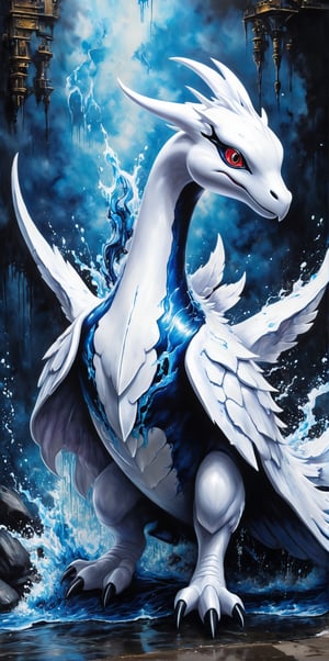 Render lugia from Pokemon. full body) body_marking,cute and small
photorealistic,  seeBlack ink flow: 8k resolution photorealistic masterpiece, intricately detailed fluid gouache painting, by Jean Baptiste Mongue, calligraphy, acrylic: colorful watercolor art, cinematic lighting, maximalist photoillustration, 8k, HD, resolution concept art intricately detailed, complex, elegant, expansive, fantastical, psychedelic realism, dripping paint,cyborg style,steampunk style,cyborg,android,steampunk,Movie Still, salvadordalistyle, noise reducer,