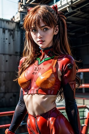 (masterpiece:1.2),best quality, (lora:souryuu_asuka_langley::1),souryuu_asuka_langley,plugsuit,bodysuit,interface headset,red bodysuit,hair between eyes,pilot suit,best quality,masterpiece,colorful,dynamic angle,highest detailed)(Asuka Langley,upper body photo,fashion photography of cute red long hair girl (Asuka Langley,dressing high detailed Evangelion red suit (high resolution textures,transparent clothes,see-through_clothes,perfect nipples,in dynamic pose,bokeh,intricate details, (hyperdetailed::1.15),detailed,sunlight passing through hair,backlight,colorful art background,official art,extreme detailed,(highest detailed:1.1),only face,sports bra,neon_genesis_girl