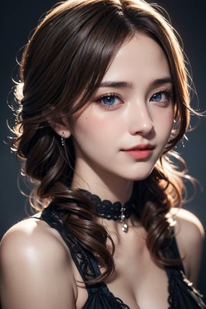 Top quality, 8K, masterpiece, single girl, slim abs beauty, casual hairstyle, big breasts, lolitagothi, victorian, VICTORIAN STYLE, highly detailed face, delicate eyes, two heavy eyelids, shy and dynamic pose, thighs, smiling anime girl, ash brown hair and blue eyes, Zaat Krenz feminization key art, beautiful woman portrait, detailed digital anime art, high definition official artwork, detailed anime art, female anime hero portrait,fashion,lolitagothi