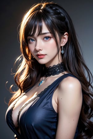 Top quality, 8K, masterpiece, single girl, slim abs beauty, casual hairstyle, big breasts, lolitagothi, victorian, VICTORIAN STYLE, highly detailed face, delicate eyes, two heavy eyelids, shy and dynamic pose, thighs, smiling anime girl, ash brown hair and blue eyes, Zaat Krenz feminization key art, beautiful woman portrait, detailed digital anime art, high definition official artwork, detailed anime art, female anime hero portrait,fashion,lolitagothi