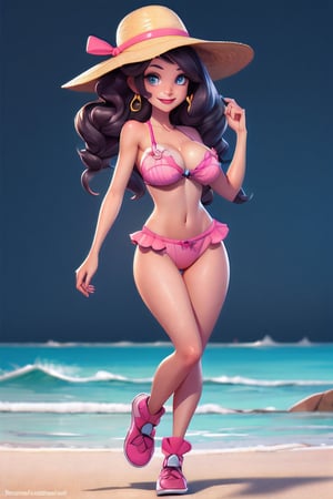 ((masterpiece,best quality))big breasts,, long blue hair Straight, blue eyes, naked body, 4k,niples Straight pink, perfect pussy, perfect hands,Perfect anatomy, perfect legs, Sexy body,3DMM, Very detailed, good warm color Very detailed, good warm colors rendering,Dynamic pose, cartoon style,texture skin realistic, Sunglasses, beach hat, perfect face, background beach, ilustration profesional, 3d draw quality, jmpg,armor body,Running 