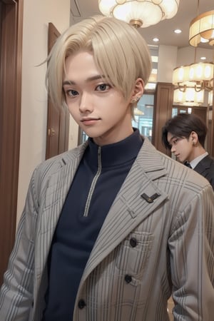 male face,ikemen, kpop,ikemen, kpop,ikemen, handsome, earrings, blue and blond hair, suits, earrings, young handsome asian male,young handsome asian male, casino