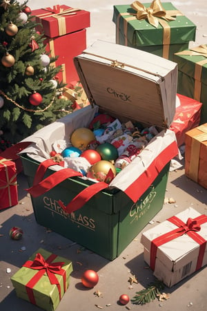 trash in present box, xmas, christmas, disgusting