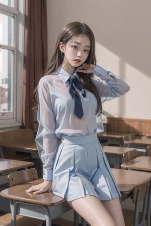 1girl, school uniform, pouting,jwy1,((see-through))