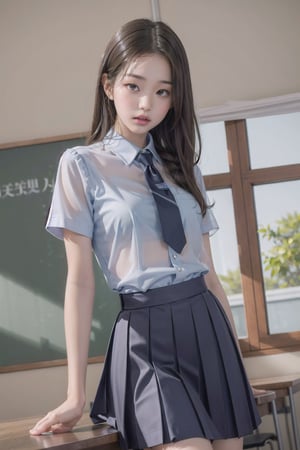 1girl, school uniform, pouting,jwy1,((see-through))