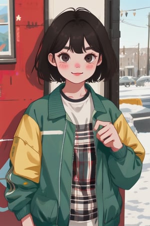 cute, a girl wearing jacket, best quality, masterpiece, 