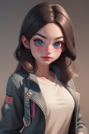 cute, focus on the eyes and face,  a girl wearing jacket, best quality, masterpiece, ,3D MODEL