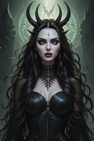  A magnificent curvy, scary undead goddess Hela. The Queen of the Underworld. in Norse Mythology. Dark fantasy.