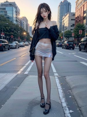 one girl, large breasts, no bra, beautiful long leggs, beautiful sexy supermodel, 18 years old, beautiful perfect face, body fit, ((sexy mini skirt)), correct_anatomy, nsfw, perfect backgrond,
On the Street, Full body,Realistic photos, wearing Victoria's Secret underwear, masterpiece, highest quality, Pull down collar,see-through nipples:0.8 , panties visible:0.8 ,  two hands lift sweater show pussy:0.8, bright gentle green eyes, necklace,(Off-the-shoulder knit short sweater:1.2),bracelet, bright snow-white skin, high detail skin,high ponytail, brown hair, delicate hairpin, delicate beautiful face, Tsundere expression,studio lighting,Girl,medium breasts,shy, 1girl,DSKBSP,jennie,, (((transparent heels))), (((Full_body_shot))), (((pantyhose))), 
