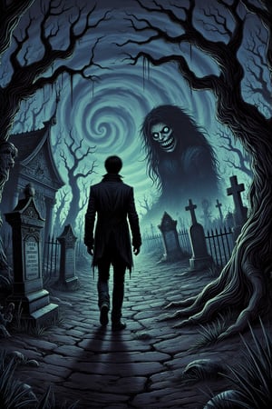 A man walks through the deserted cemetery of a town. A shadow approaches him and whispers in his ear. An expression of horror appears on the man's face. Margaret's spirit is with him.