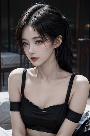 (masterpiece), (best quality), (detailed), light layer, 1solo girl, young girl, black sheer bra,perfect body,   medium_breasts, defined collarbone, ultra realistic, photorealistic, detailed, bust_shot