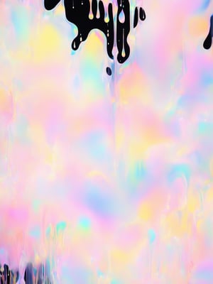 a collection white translucent water, (holographic iridescent gradient) water, glowing, black background:10, grainy, shiny, pastel colors:3, colorful (yellow, white, pink), aura_glowing, colored_aura, bottom of frame, middle of frame, no_human, dripping paint