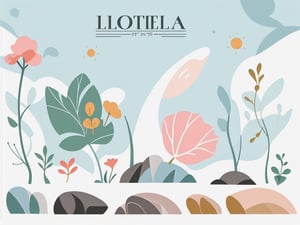 flat vector art, minimalist, isometric, light pink, very light blue, large amount of white, leaf