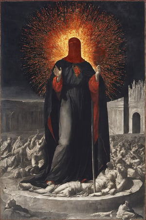 by Dante Alighieri  in 13c.

Hell (Inferno), Purgatorio, Paradise (Paradiso), 
full body,
Neoclassicism, 