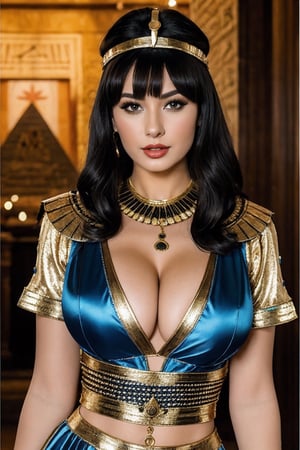 Morph Egyptian Costume Adult, Women's Cleopatra Costumes, Ancient Egyptian Costume Women, Cleopatra Costume Women Accessories, in front of pyramid,  cleavage cutout, sexy pose