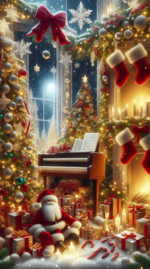 ChristmasPostcardStyle Piano, (Masterpiece:1.3) (best quality:1.2) (high quality:1.1),ChristmasPostcardStyle