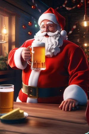 (((masterpiece))), high quality, extremely detailed, 4K, 8K, (Santa Claus), (Santa Claus drinking beer:1.3), happy, super fine illustration, real photo, line art, approaching perfection, insanely detailed, concept art, epic, cinematic. Unreal engine 5