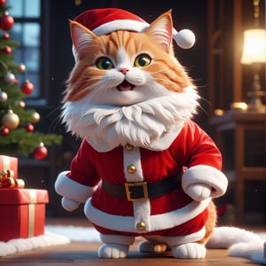 (((masterpiece))), high quality, extremely detailed, 4K, 8K, (a cute cat in a Santa Claus costume), happy, super fine illustration, approaching perfection, insanely detailed, concept art, epic, cinematic. Unreal engine 5