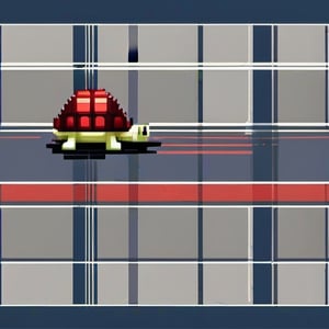 A turtle, ((with a hat on his head and red eyes:1.1)), crawling forward on all fours,full body,(from the side:2),
A blue background,(Pixel Art :1.3), Pixel style,