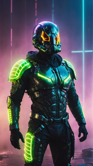 highly detailed, backlighting, silhouette of a man in beetle costume, beetle armor,  beetle wings, futuristic respirator, muscular body, sexy, neon light, misty background, (full body), cyberpunk style,detailmaster2,detailmaster2,Movie Still,xxmixgirl,DonMCyb3rN3cr0XL ,cyberpunk style,aw0k geometry