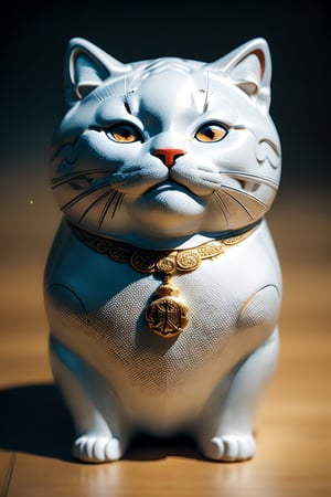 masterpiece, best quality, hyper realistic, full body, highly detailed, Maneki Neko, santa style, low depth of field, expensive, intricate minimalism,High detailed 