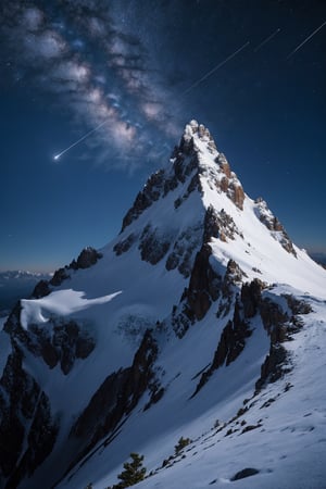 k2 peak, mount Godwin Austin,Mountain view with space and star up sky night,moon
