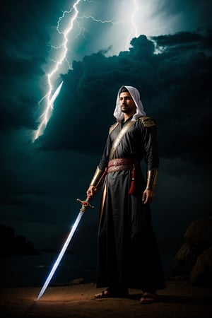realistic
Hashashin, with lightning sword