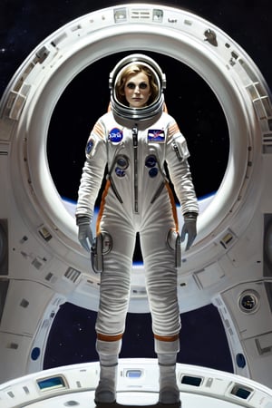 Woman, space crew, full body