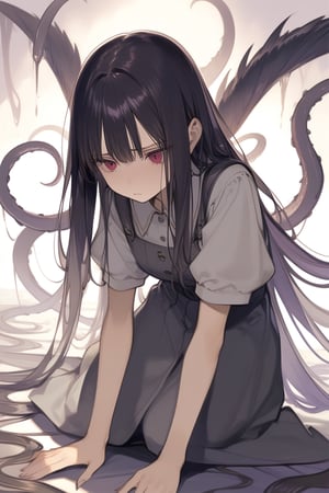 1girl angel, sad, long hair , eldritch horror, masterpiece, best quality, aesthetic