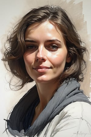 Masterpiece, best quality, dreamwave, aesthetic, portrait: 1 wife, 1 husband 26 years old and 1boy- chield 2 years old, open look, (looking into the eyes), smiling charmingly, short brown hair, sketch, lineart, pencil, white background, portrait by Alexanov, Style by Nikolay Feshin, artistic oil painting stick,charcoal \(medium\),