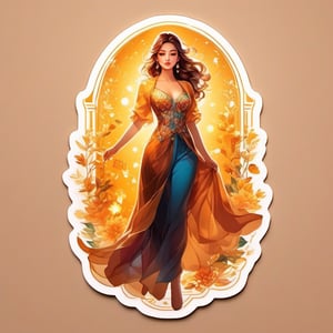 a beautiful full body translucent  beautiful girl, bright color, points of internal light all over the body, amber style light, complex illustration, Mysterious,sticker