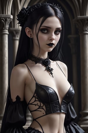 Very young, Style, gothic, beauty, power, realistic, design, render, dream, dark, naked