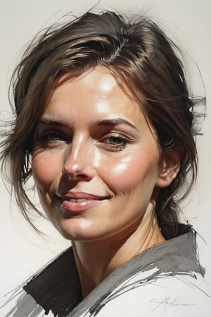 Masterpiece, best quality, dreamwave, aesthetic, portrait: 1 wife 22years old, 1 husband 26 years old and 1boy- chield 2 years old, open look, (looking into the eyes), smiling charmingly, short brown hair, sketch, lineart, pencil, white background, portrait by Alexanov, Style by Nikolay Feshin, artistic oil painting stick,charcoal \(medium\),