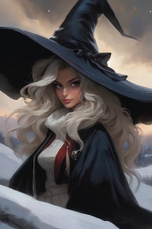 ((Ultra-detailed)) portrait of a beautiful witchgirl \(inkycapwitchyhat\),detailed exquisite face,hourglass figure,model body,playful smirks,(sitting with her knees up at a winter widow looking out into snow:1.2),(witchy hat:1.2),(dreamy opalescent snow)
BREAK
(backdrop:Documentary photograph of a warm indoor windowseat, looking out at a magnificent ice castle and snowy landscape on the other side of the crystalline glass)
BREAK
Ultra-Detailed,(sharp focus,high contrast:1.2),8K,trending on artstation,cinematic lighting,by Karol Bak,Alessandro Pautasso and alberto seveso, Hayao Miyazaki, todd lockwood, sabbas apterus and yoshitska amano, magali villeneuve, rob gonsalves winter art, inkycapwitchyhat,photo_b00ster,real_booster,w1nter res0rt