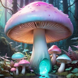 Pastel color palette, bathed in dreamy soft pastel hues || a warrior mushroom, cute, armor, swords, trending on art station || impossible dream, pastelpunk aesthetic fantasycore art, vibrant soft pastel colors