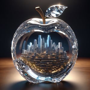 high quality, 8K Ultra HD, endless libraries inside an apple made of crystal, high detailed, 