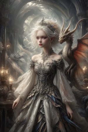 Ultra Realistic,
1 girl, (masterful), albino demon girl, (demon horns:1.2),
In her elegant attire, the albino demon girl embodies an enchanting blend of dark allure and Rococo refinement,meticulously crafted with cascading layers of lace, features a corseted bodice that accentuates her slender waist. Delicate silver embroidery adorns the edges of the gown, tracing ethereal patterns reminiscent of dragon scales.

The off-the-shoulder sleeves, Each sleeve is intricately detailed with feather-light lacework, resembling the delicate wings of a dragon,
Completing her look, the albino demon girl wears a silver tiara adorned with small dragon-shaped motifs,
A motley and decadent nightclub background,
, ,lis4,cutegirlmix,Christmas Fantasy World,renny the insta girl,Decora_SWstyle,PetDragon2024xl