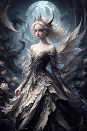 ((Add detail, perfect face, detailed eyes)), 
Ultra Realistic,
1 girl, (masterful), albino demon girl, (demon horns:1.2),
In her elegant attire, the albino demon girl embodies an enchanting blend of dark allure and Rococo refinement,meticulously crafted with cascading layers of lace, features a corseted bodice that accentuates her slender waist. Delicate silver embroidery adorns the edges of the gown, tracing ethereal patterns reminiscent of dragon scales.

The off-the-shoulder sleeves, Each sleeve is intricately detailed with feather-light lacework, resembling the delicate wings of a dragon,
Completing her look, the albino demon girl wears a silver tiara adorned with small dragon-shaped motifs,
A motley and decadent nightclub background,
, ,lis4,cutegirlmix,Christmas Fantasy World,renny the insta girl,Decora_SWstyle