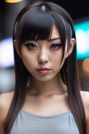 cyberpunk japanese girl looking at you