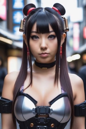 cyberpunk japanese girl looking at you