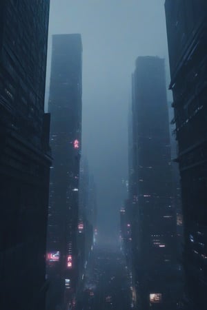 Photo realistic, cinematic, high quality, cyberpunk city, fog city, dark city dark environment, corporate cyberpunk building, skyscrapers, tall buildings, neon signs.

