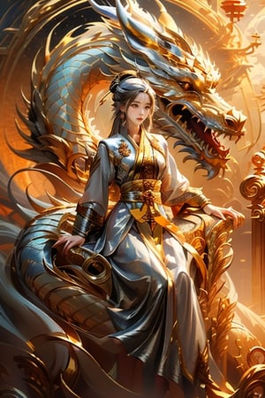 masterpiece, top quality, best quality, official art, 
Buddha, full_body, (1girl:1.3), chinese dragon, eastern dragon, golden line, (silver theme:1.6), volumetric lighting, ultra-high quality, photorealistic, sky background,3va,Circle,Realism