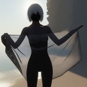 masterpiece,best quality,very aesthetic,absurdres,see-through_silhouette, 2B from Nier Automata, holding_towel, towel