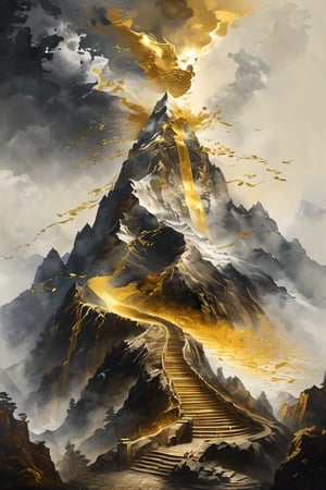 
A golden mountain built with money, gold, silver, and jewels