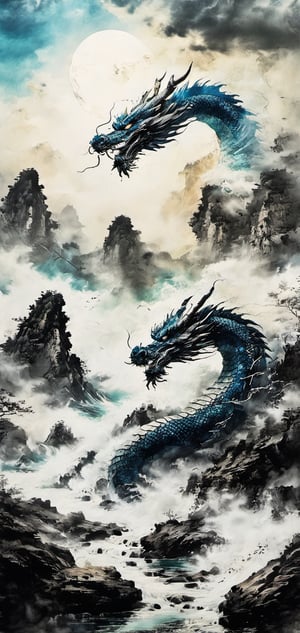 (8K, original, highest quality, famous photo: 1.2), (current, real photo: 1.3), ((3D lighting, aura)),

Blue dragon, summer, broad daylight, noon, 12pm, sea, mythical clouds, Chinese dragon, mountains